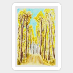 Golden forest watercolour painting Sticker